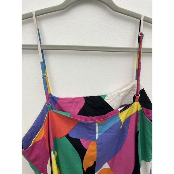 A New Day Women’s Multi Abstract Linen Mini Dress Size XL adjustable straps - Picture 4 of 9